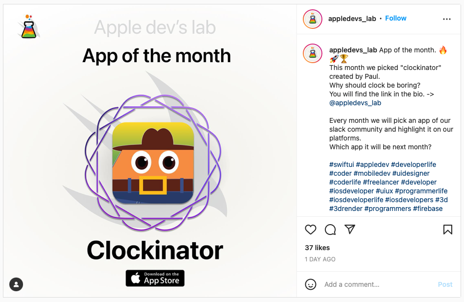 Apple dev's Lab App of the Month Award